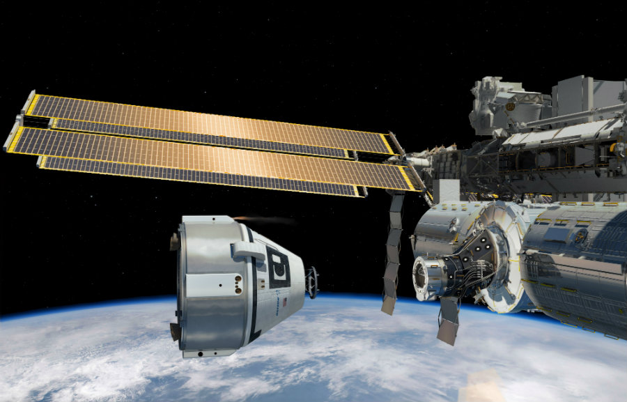 Artist's concept of Boeing's CST-100 Starliner capsule approaching the International Space Station. Image Credit: Space