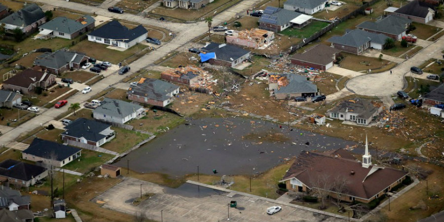 At least 13 tornadoes touched down on Louisiana, New Orleans on Tuesday. Image Credit: NOLA