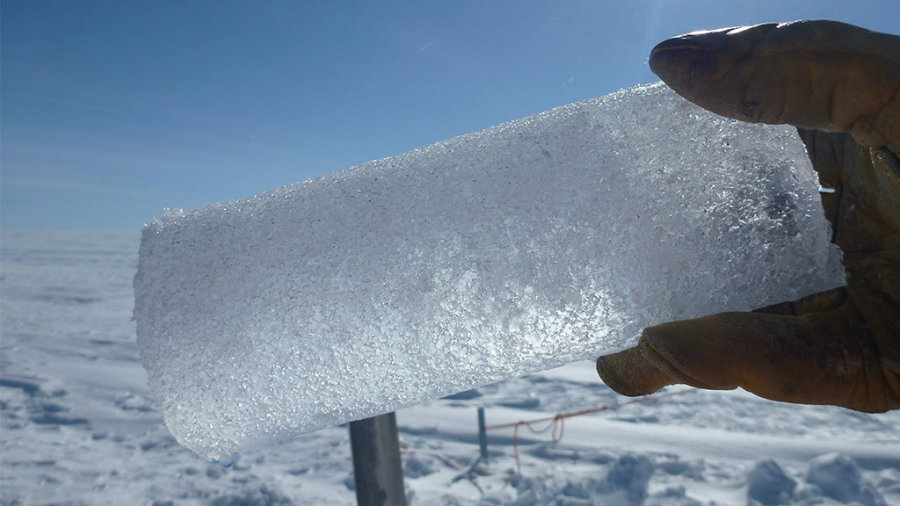 Those samples are called ice cores, and they are compared to a sheet that has stored data for thousands of years. Image Credit: Science Poles