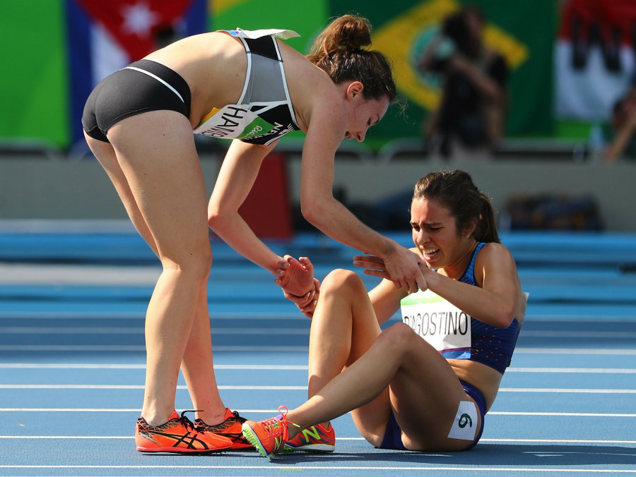 The two athletes embodied the sportswomanship and the Olympic values as they decided to support each other instead of keeping up the fight for an individual victory. Photo credit: Kai Pfaffenbach / Reuters / IB Times