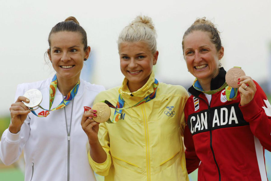 Jenny Rissveds, from Sweden, won Saturday gold medal in the Olympic women's mountain bike. Photo credit: Olympic.ca