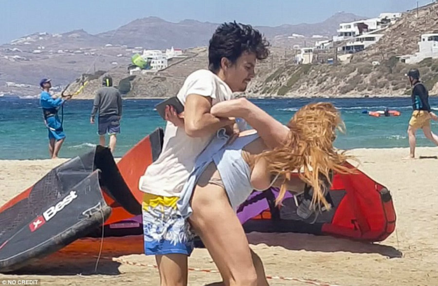 The first public violent fight took place in Mykonos, Greece, on July 5, when the couple was fighting over a phone. Photo credit: Daily Mail