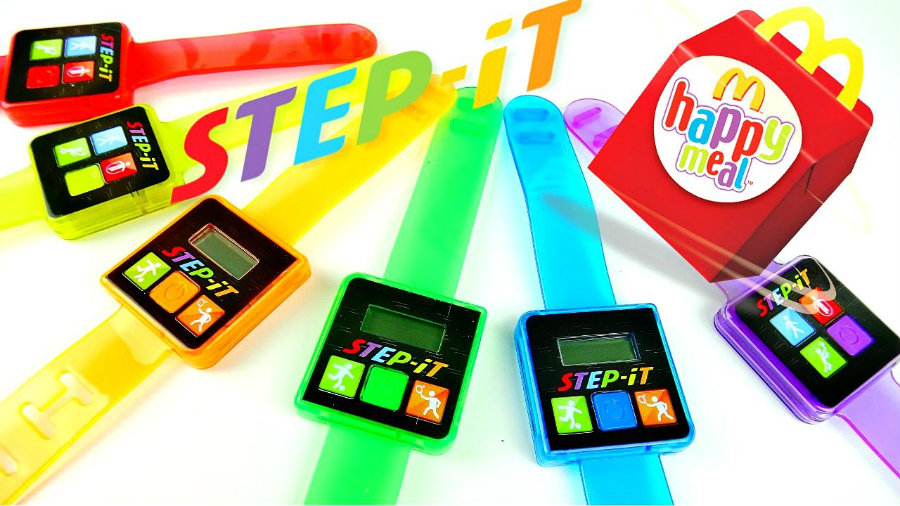 McDonald’s has decided to discontinue the Step-It Activity trackers introduced in replacement for toys in Happy Meals. Photo credit: Toy Daycare 