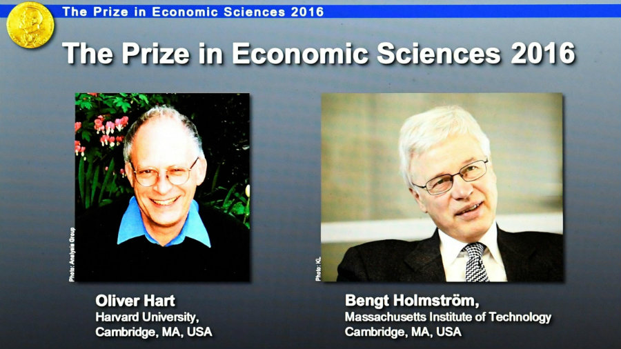 The Nobel Prize in Economics was awarded to Oliver Hart and Bengt Holmstrom. Photo credit: Jonathan Nackstrand / AFP / Getty Images / KPCW