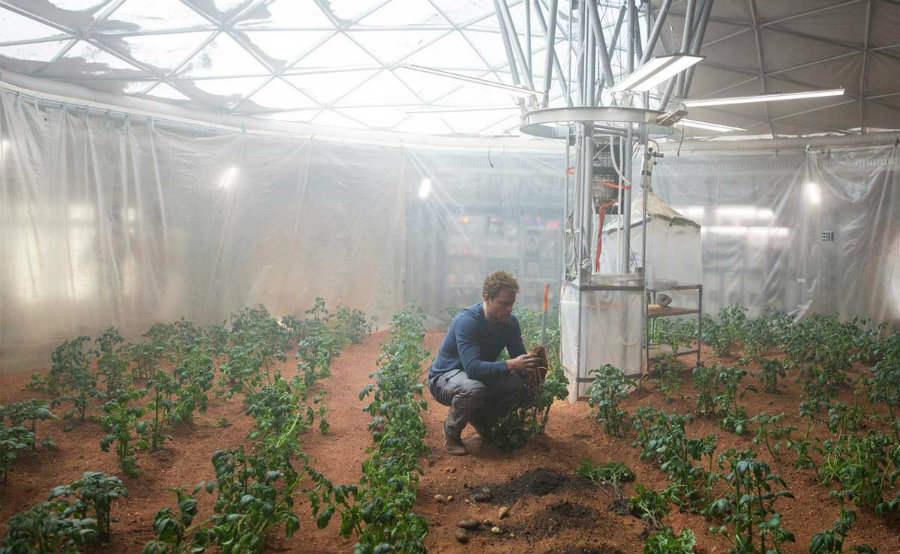 NASA is using advances in science to learn how to increase plant production in extreme conditions. Photo credit: The Martian / Modern Farmer