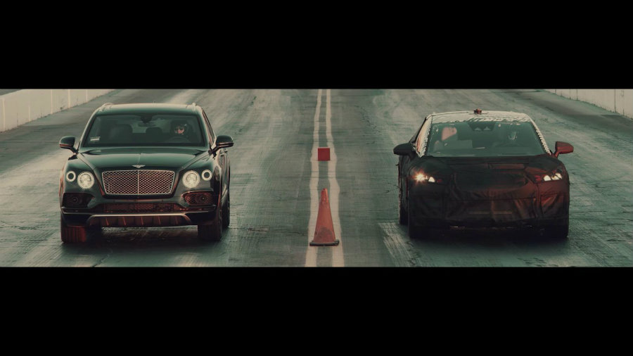 Faraday Future published  a video where their new model outruns vehicles from Tesla, Ferrari, and Bentley in three quick drag races. Photo credit: Faraday Future Youtube Channel / CNET