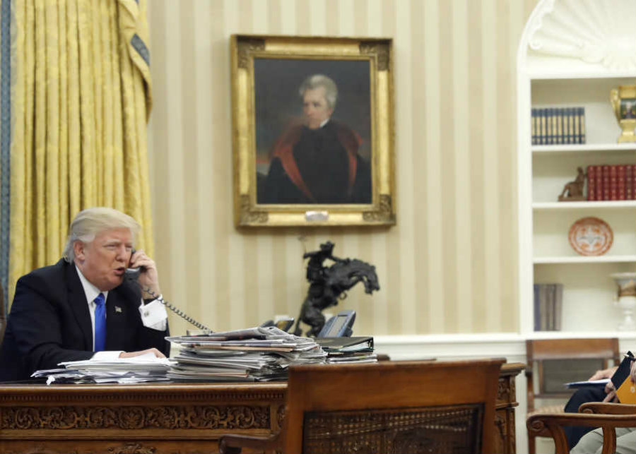 President Trump has a portrait of Andrew Jackson hung in the Oval Office. Image credit: Alex Brandon / AP / Philly.com