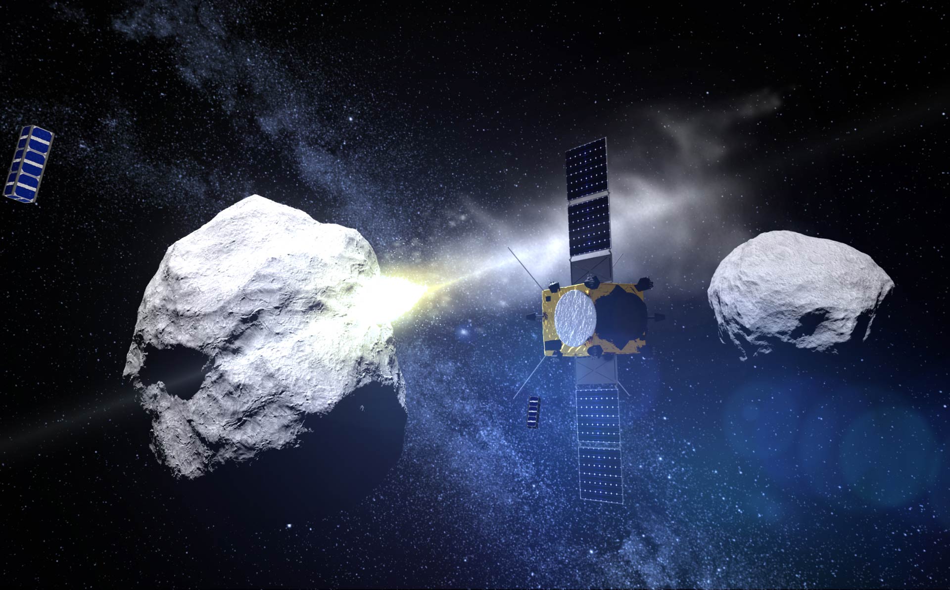 DART will try to repel asteroids from continuing their way towards the Earth. Image credit: ESA / Science Office / Sci-News