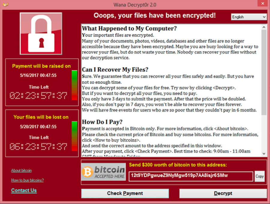 Screenshot of the WannaCry ransom letter. Image Credit: SecureList