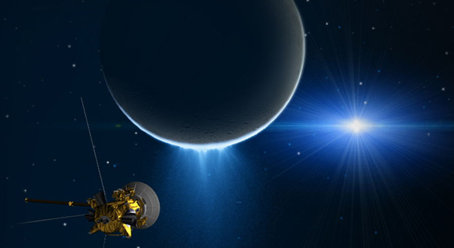 Cassini measuring the gravitational pull of Enceladus. Image Credit: NASA Jet Propulsion Laboratory