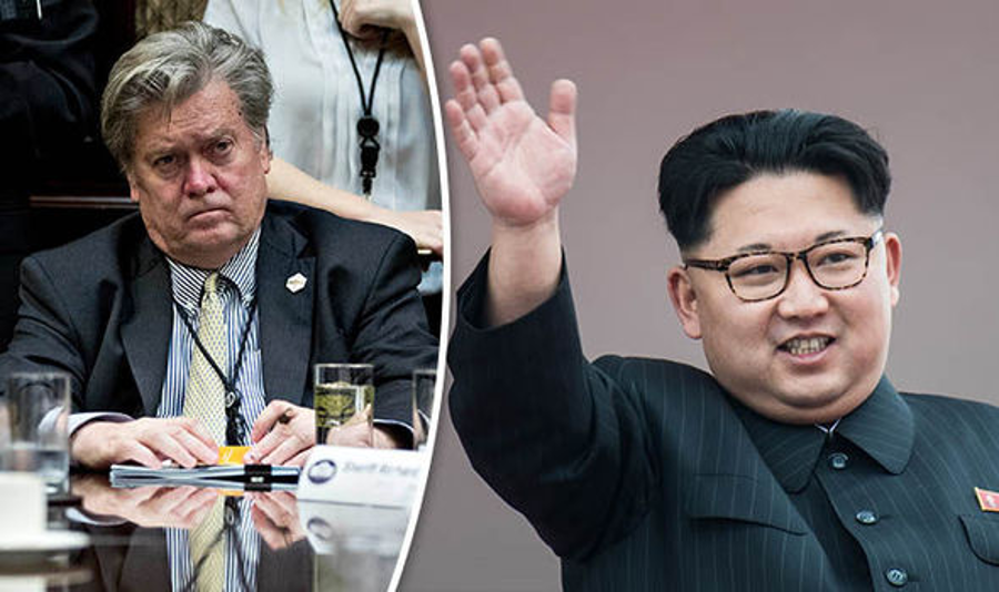 White House Chief Strategist Steve Bannon and North Korea's Supreme Leader Kim Jong-Un. Image Credit: Daily Express