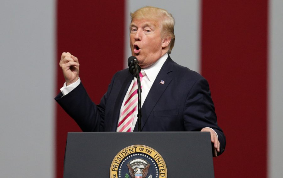 President Trump during Friday rally in Huntsville, Alabama. Image credit: Reuters