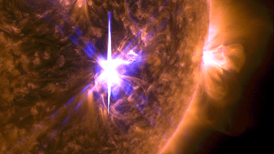 An X9.3 class solar flare in the middle of the Sun on Sept. 6, 2017. Image Credit: NASA / GSFC / SDO