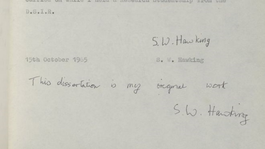 Stephen Hawking first thesis, Stephen Hawking 1966 thesis