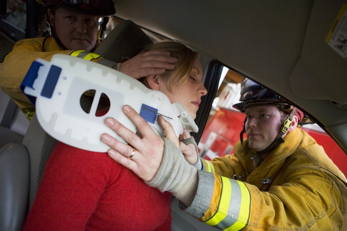 Firefighters Saving Woman In Car Accident