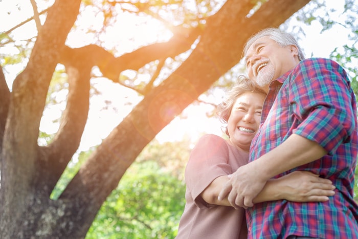 Elderly Couple Smiling Outdoor